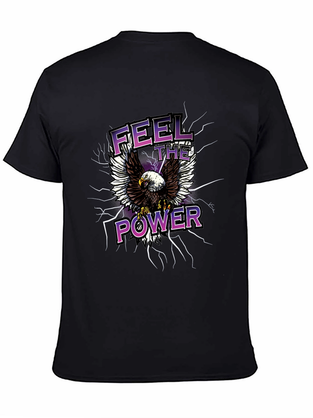 Feel The Power Eagle Graphic Black T-Shirt