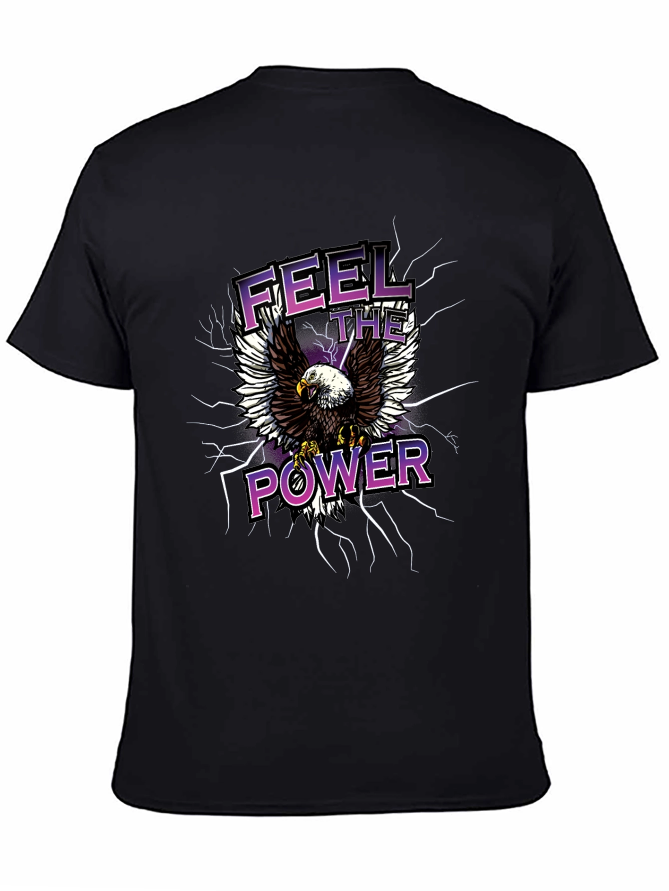 Feel The Power Eagle Graphic Black T-Shirt