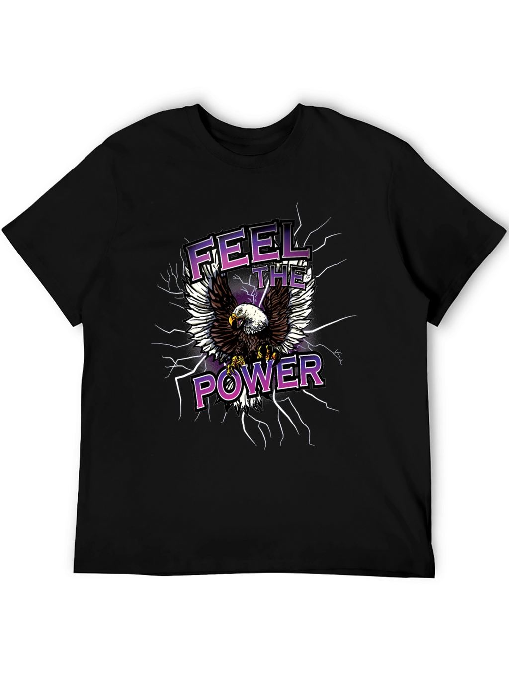 Feel The Power Eagle Graphic Black T-Shirt