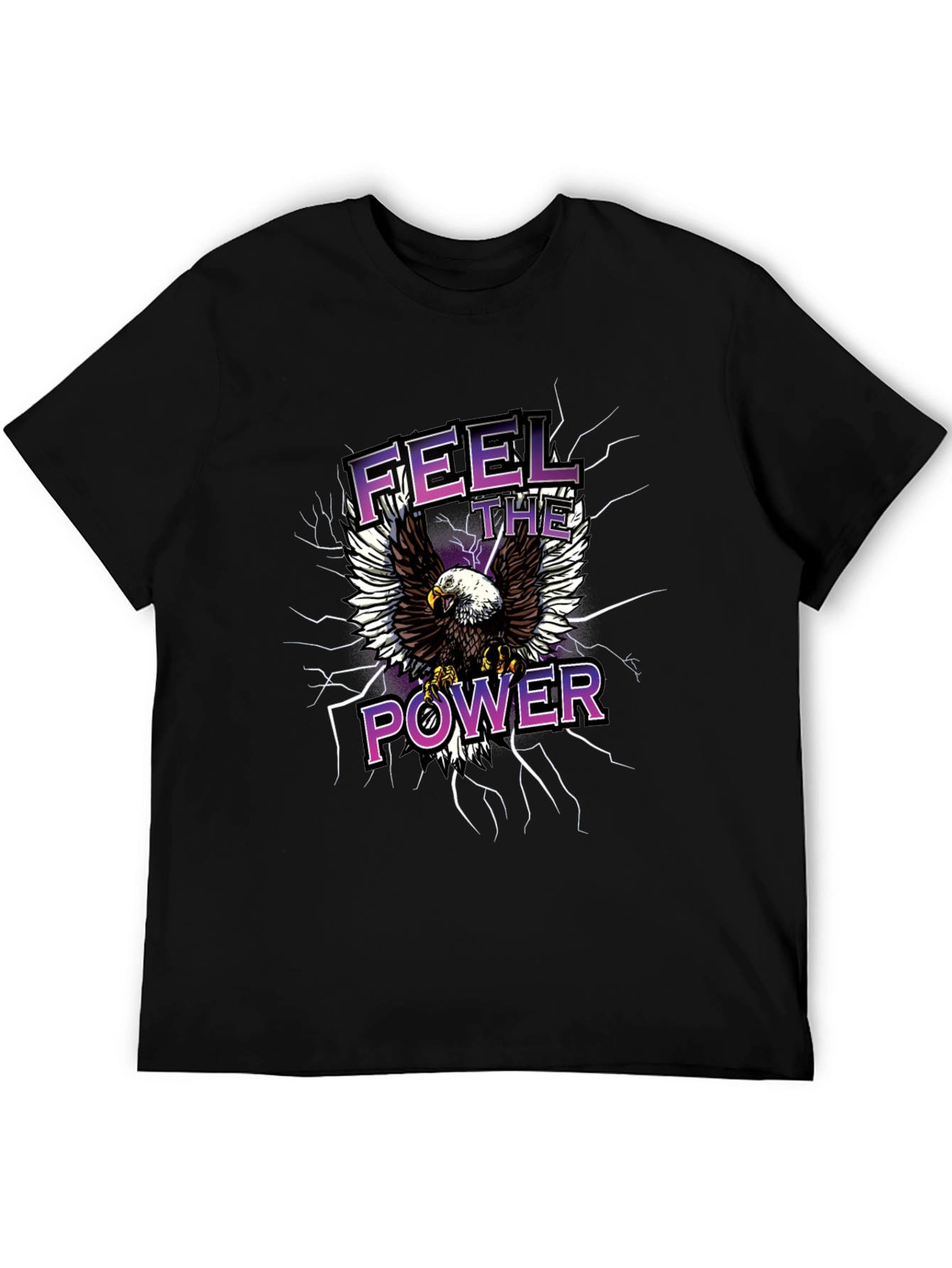 Feel The Power Eagle Graphic Black T-Shirt