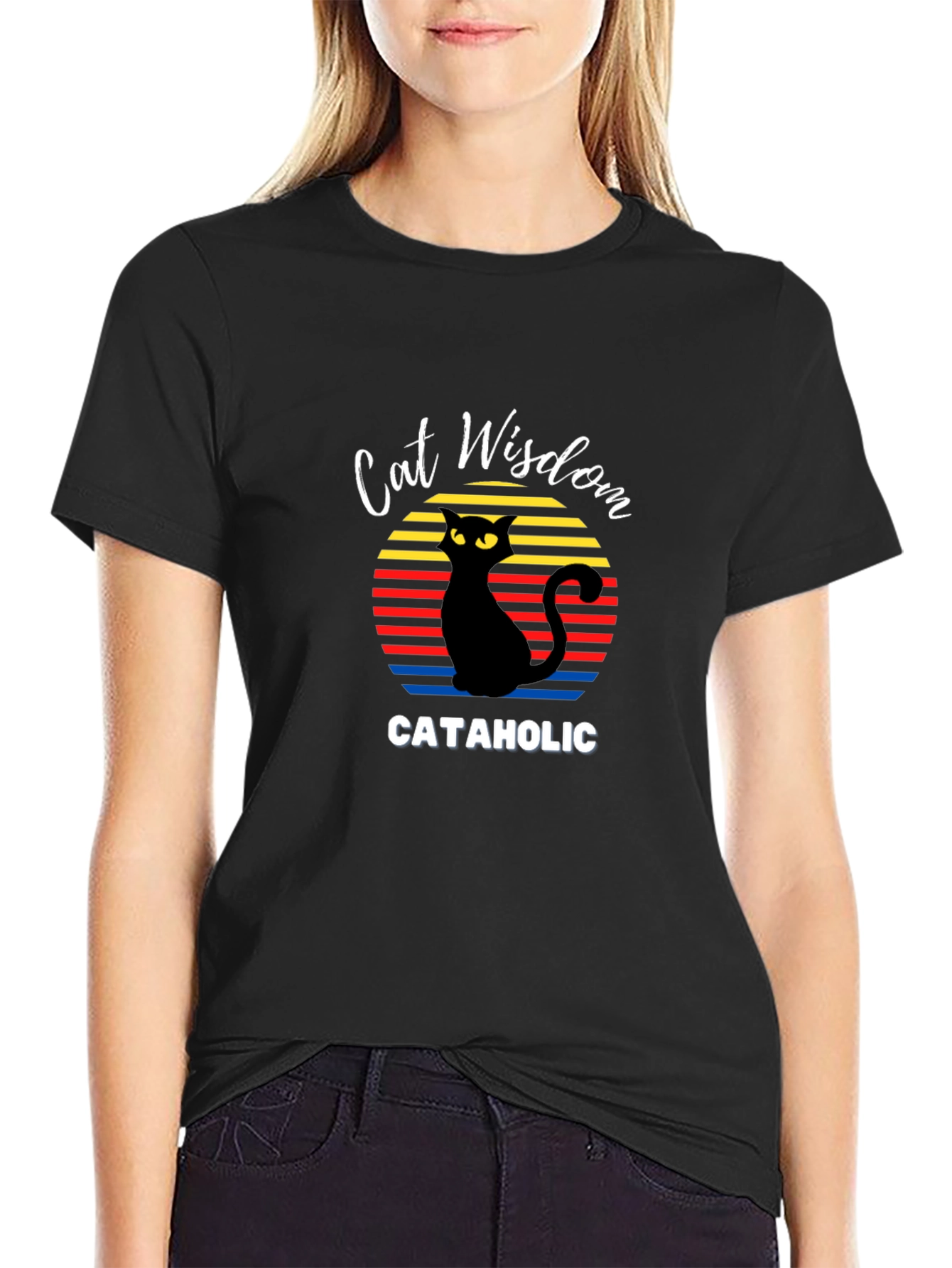Cat Wisdom Cataholic Graphic T-Shirt