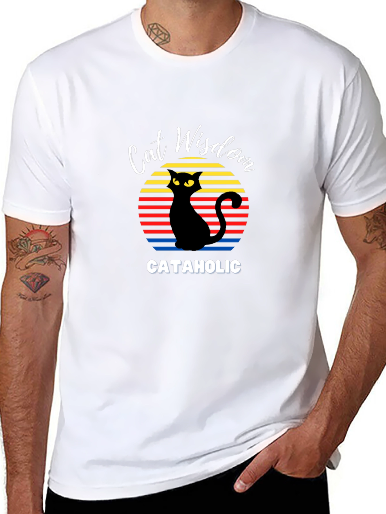 Cat Wisdom Cataholic Graphic T-Shirt