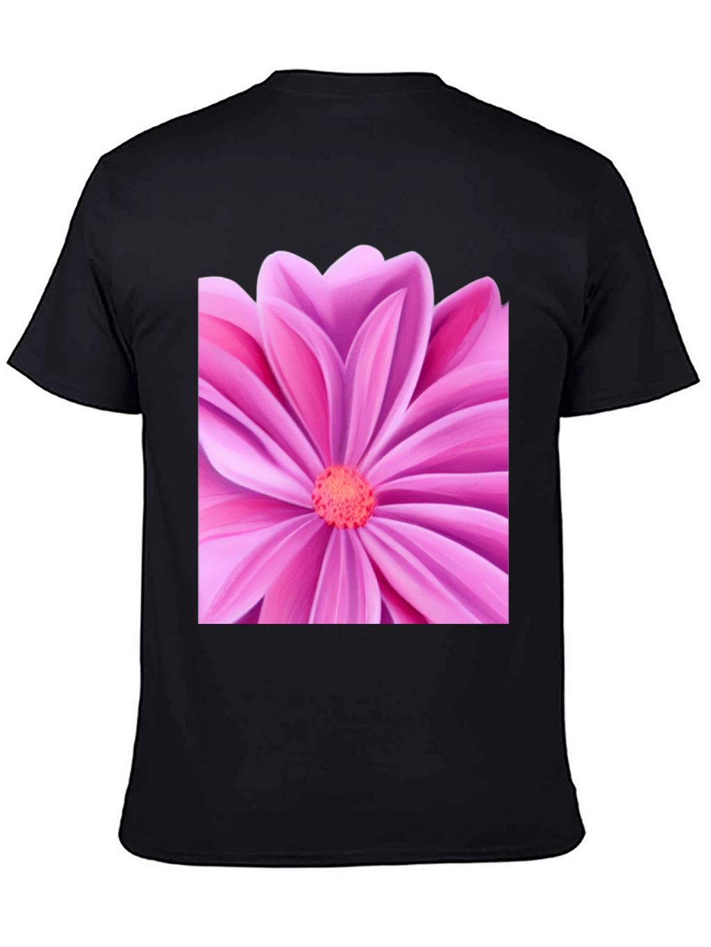 Pink Petal Flower Graphic Tee - Black