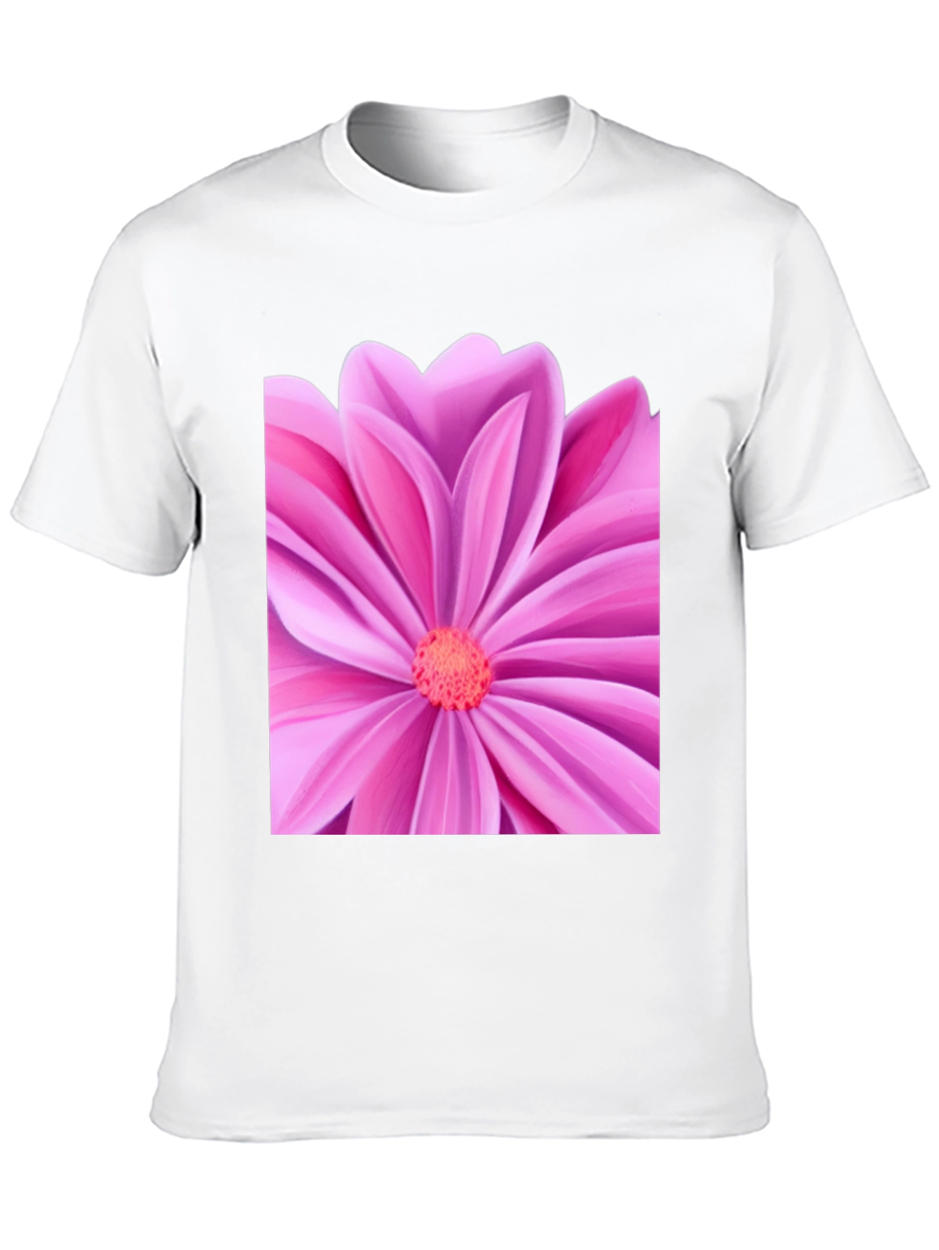Pink Petal Flower Graphic Tee - Black