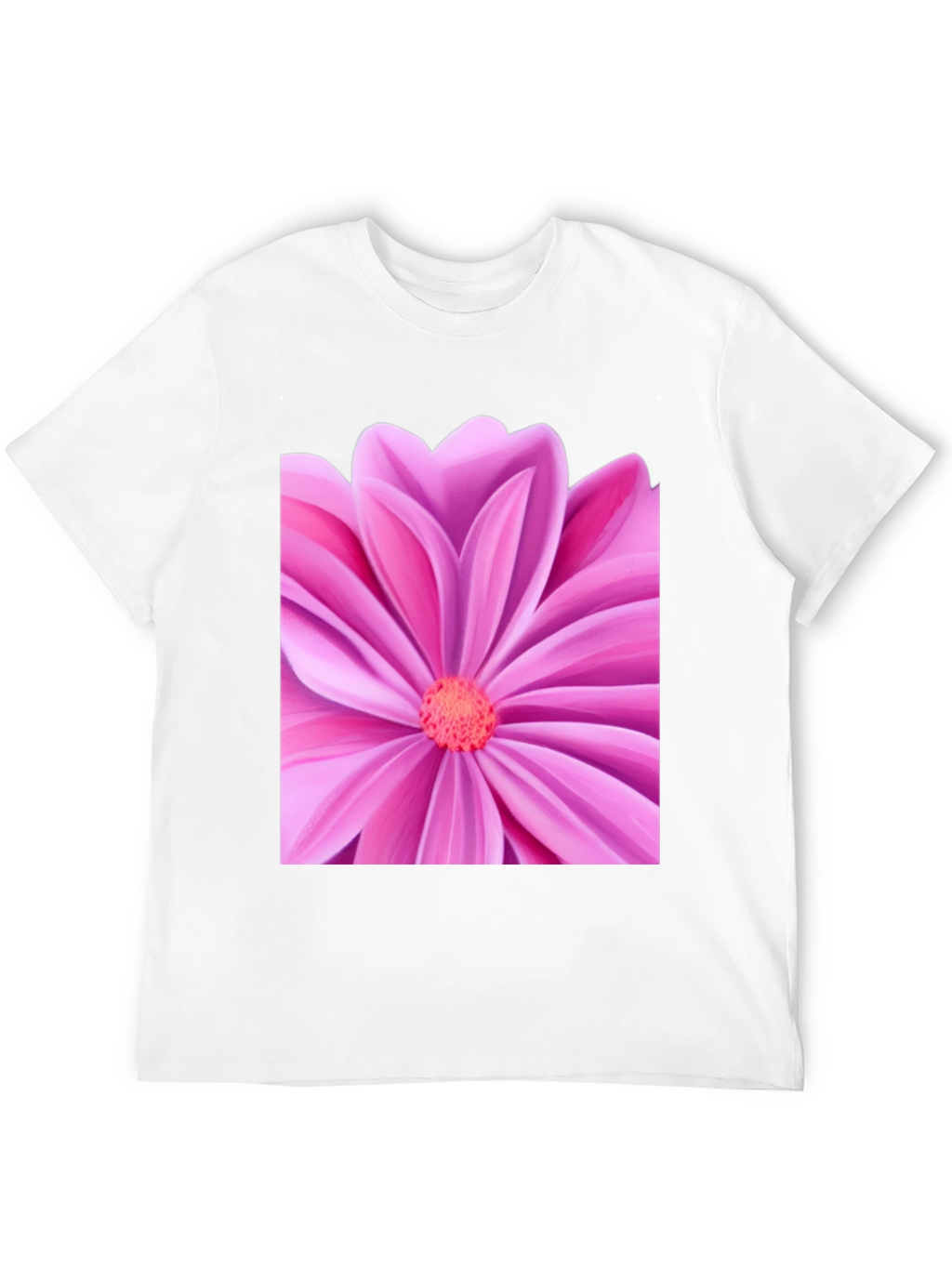 Pink Petal Flower Graphic Tee - Black