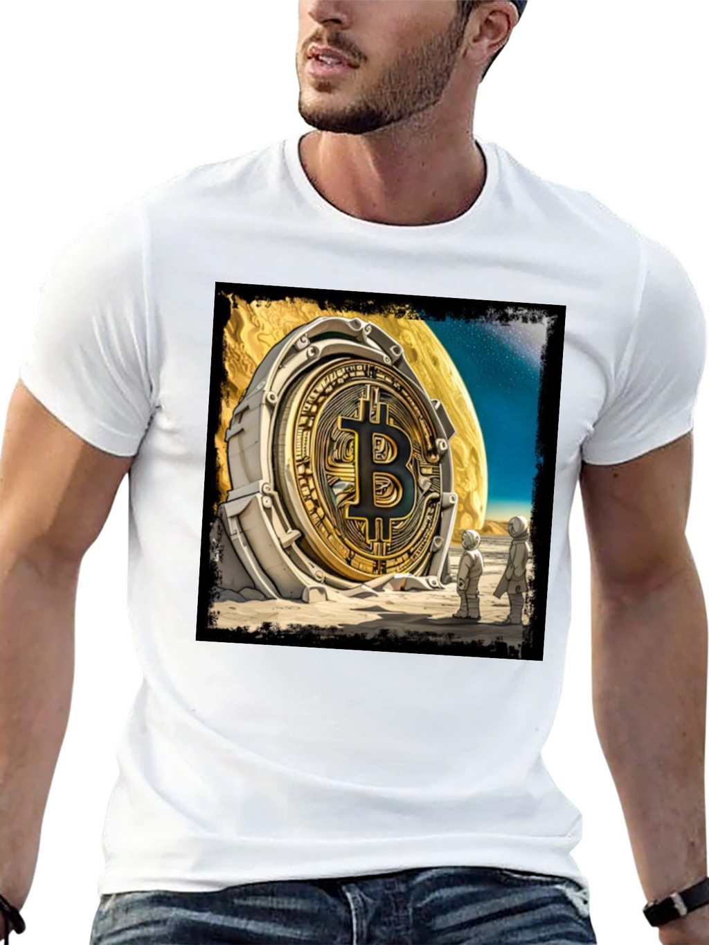 Bitcoin Moon Landing Graphic Tee