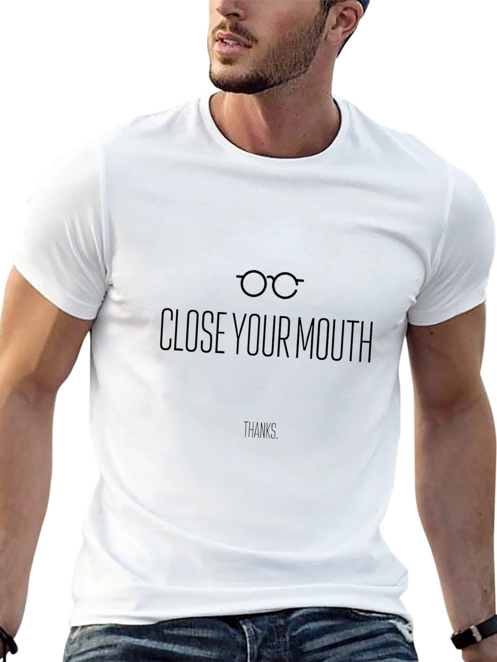 Close Your Mouth Graphic Tee - Mens Black T-Shirt