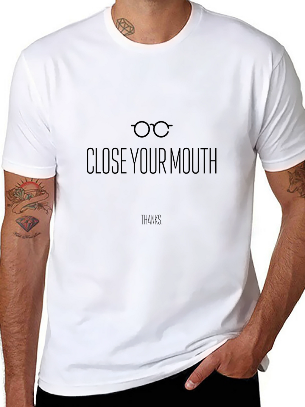 Close Your Mouth Graphic Tee - Mens Black T-Shirt