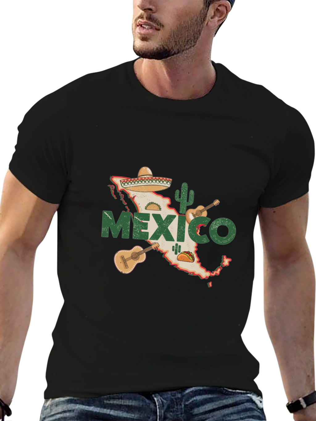 Mexico Map T-Shirt - Black Cotton Tee