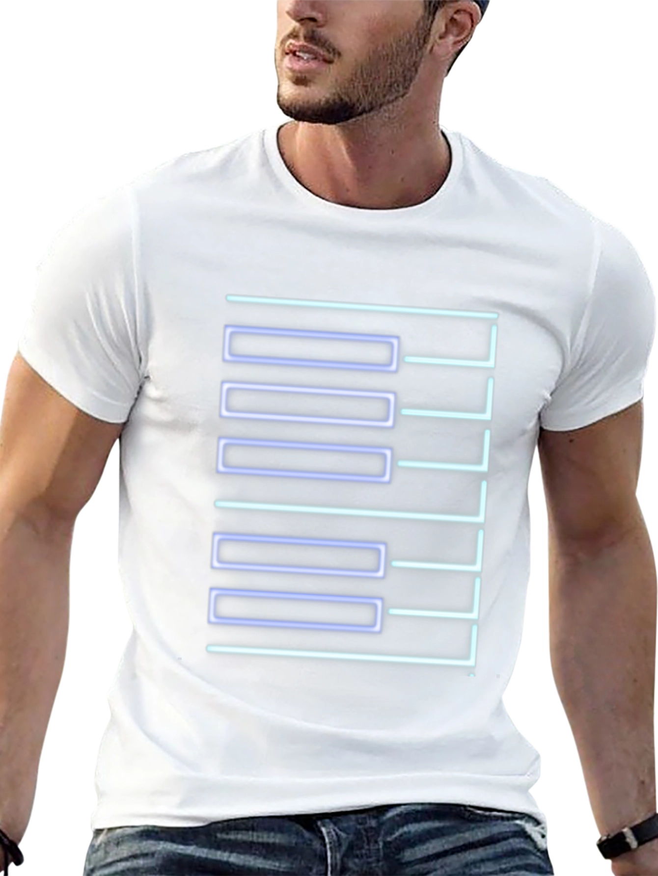 Geometric Neon Graphic Print Black T-Shirt