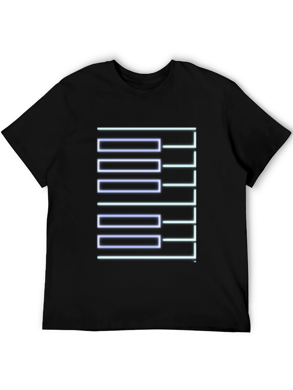 Geometric Neon Graphic Print Black T-Shirt