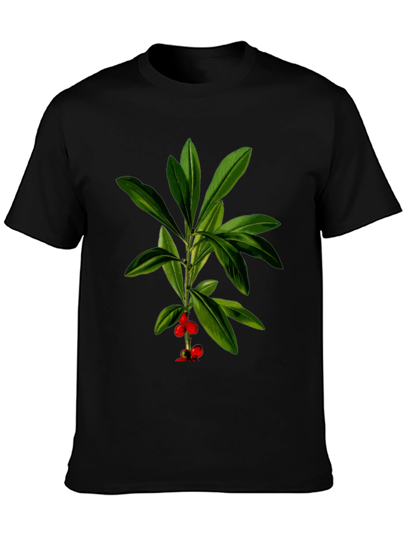 Botanical Berry Graphic Tee - Black Cotton Blend
