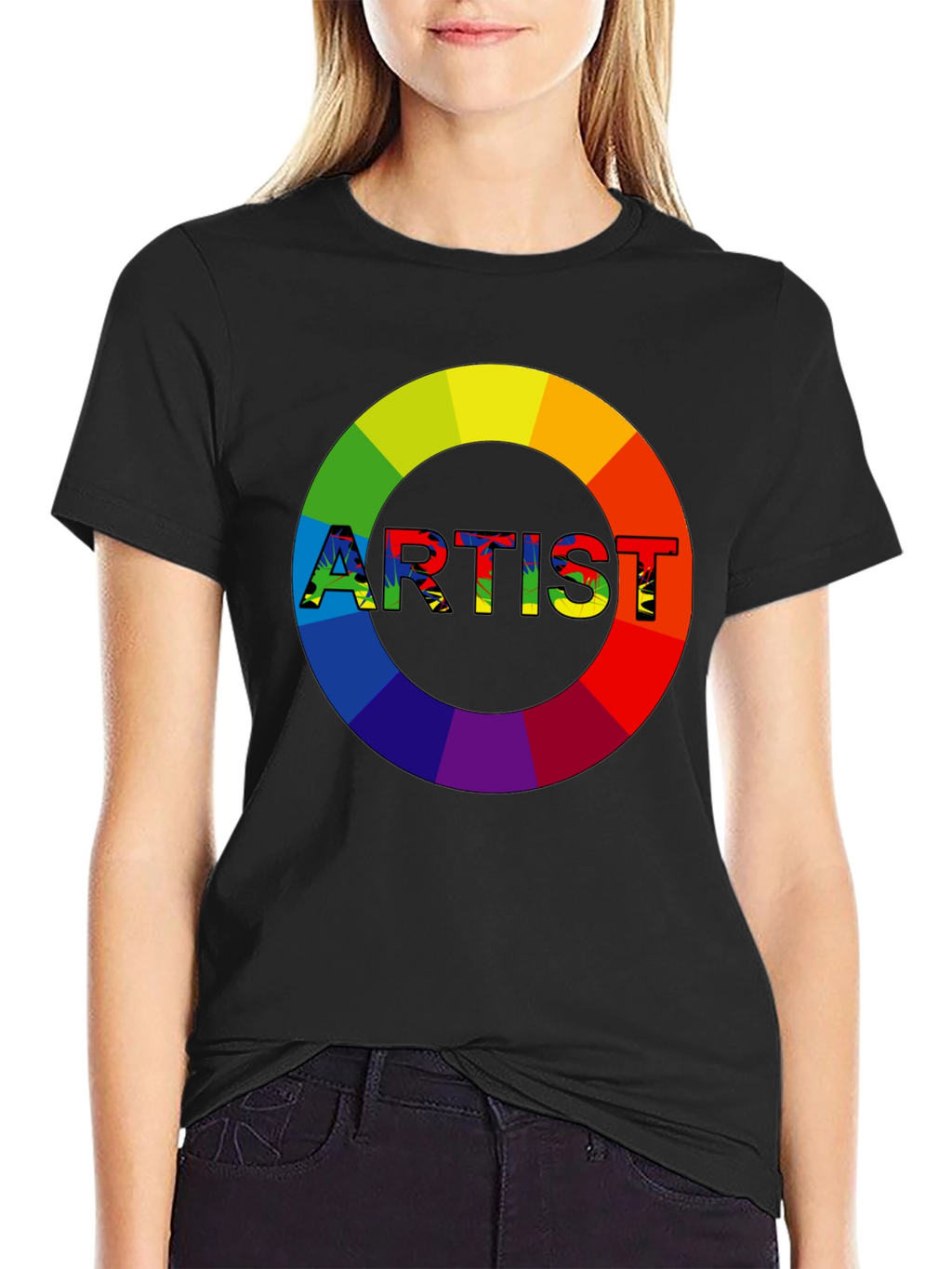 Artist Rainbow Circle Graphic Tee - Black