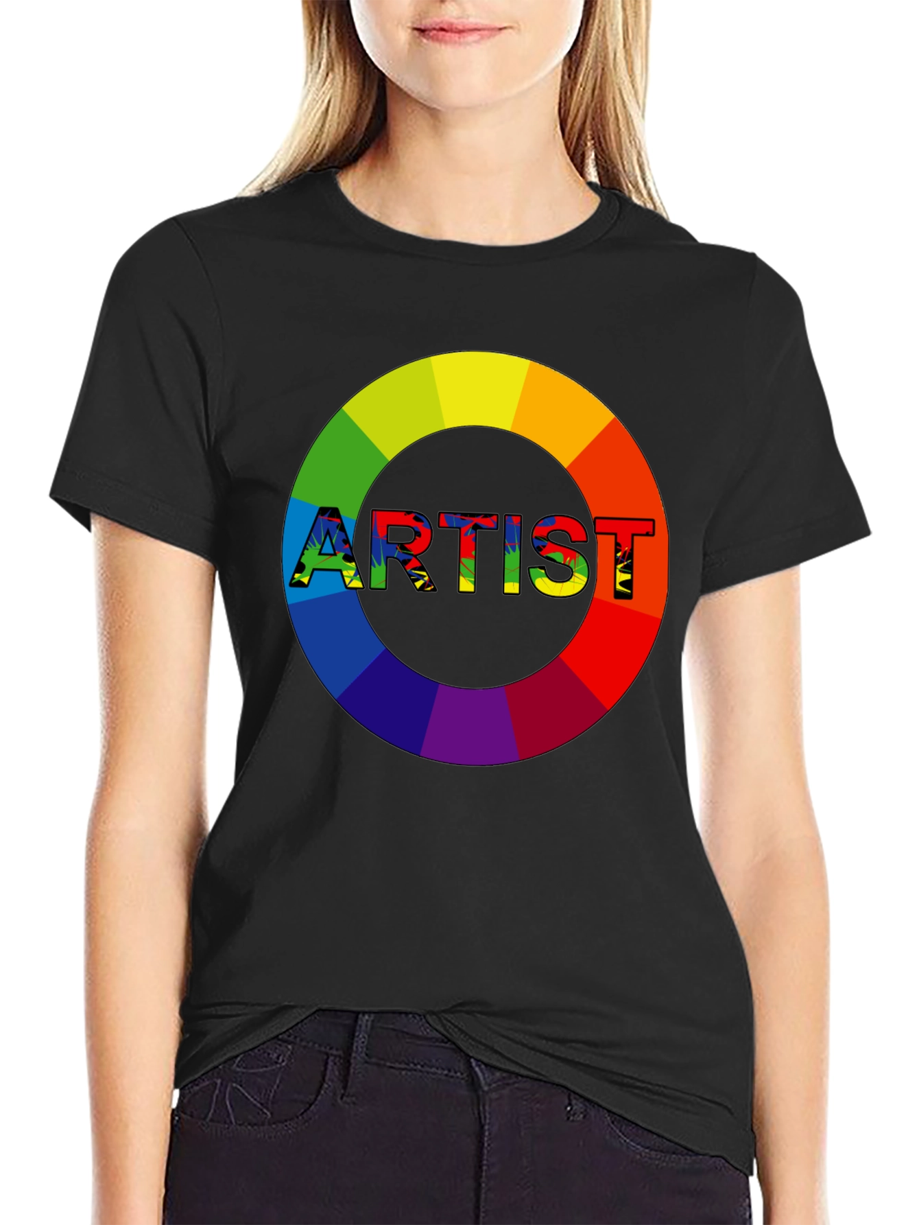 Artist Rainbow Circle Graphic Tee - Black
