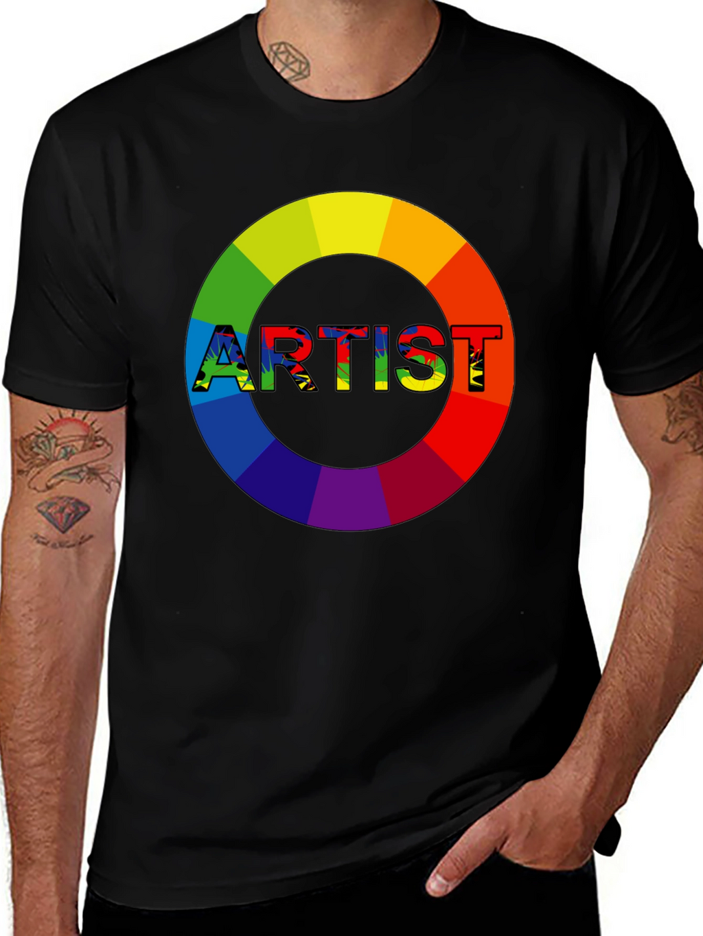 Artist Rainbow Circle Graphic Tee - Black