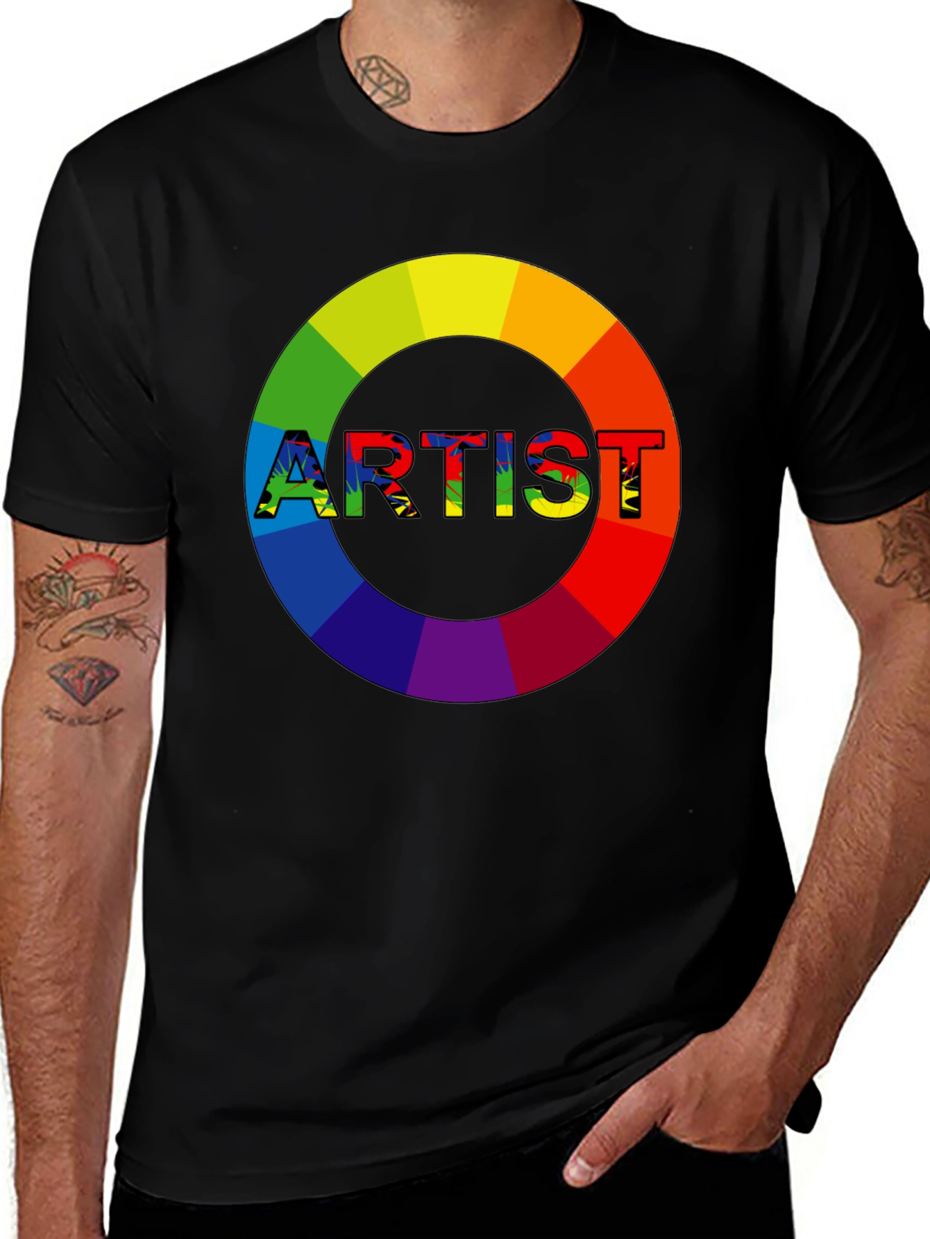 Artist Rainbow Circle Graphic Tee - Black