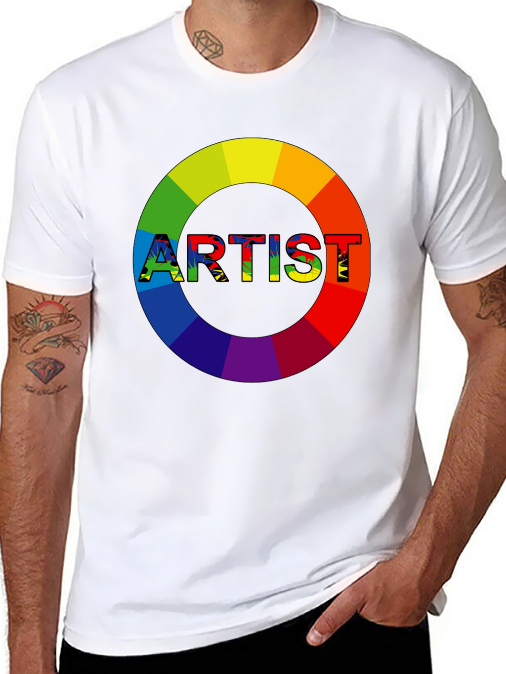 Artist Rainbow Circle Graphic Tee - Black