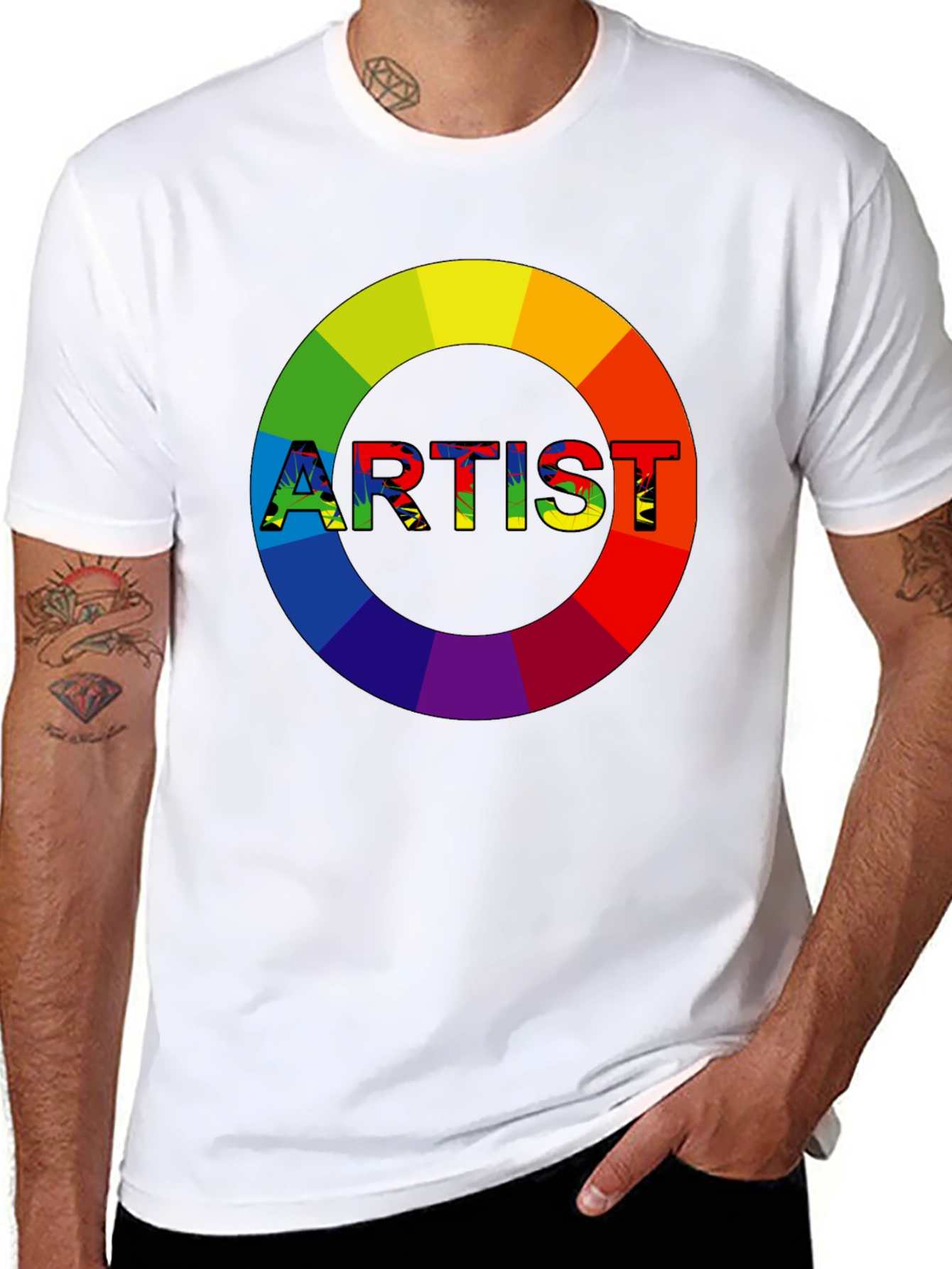 Artist Rainbow Circle Graphic Tee - Black