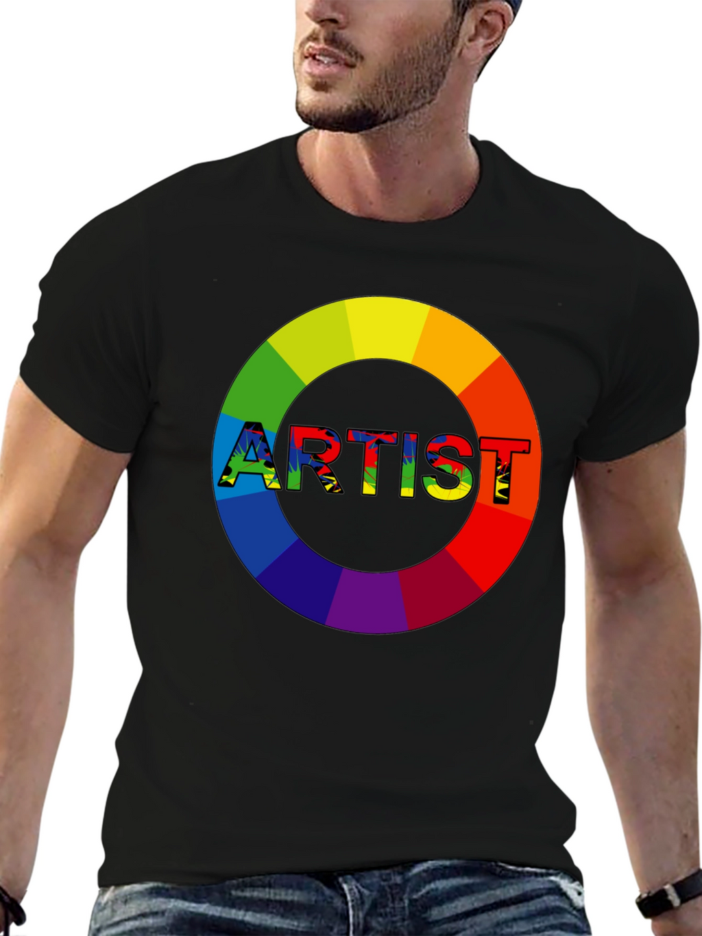 Artist Rainbow Circle Graphic Tee - Black