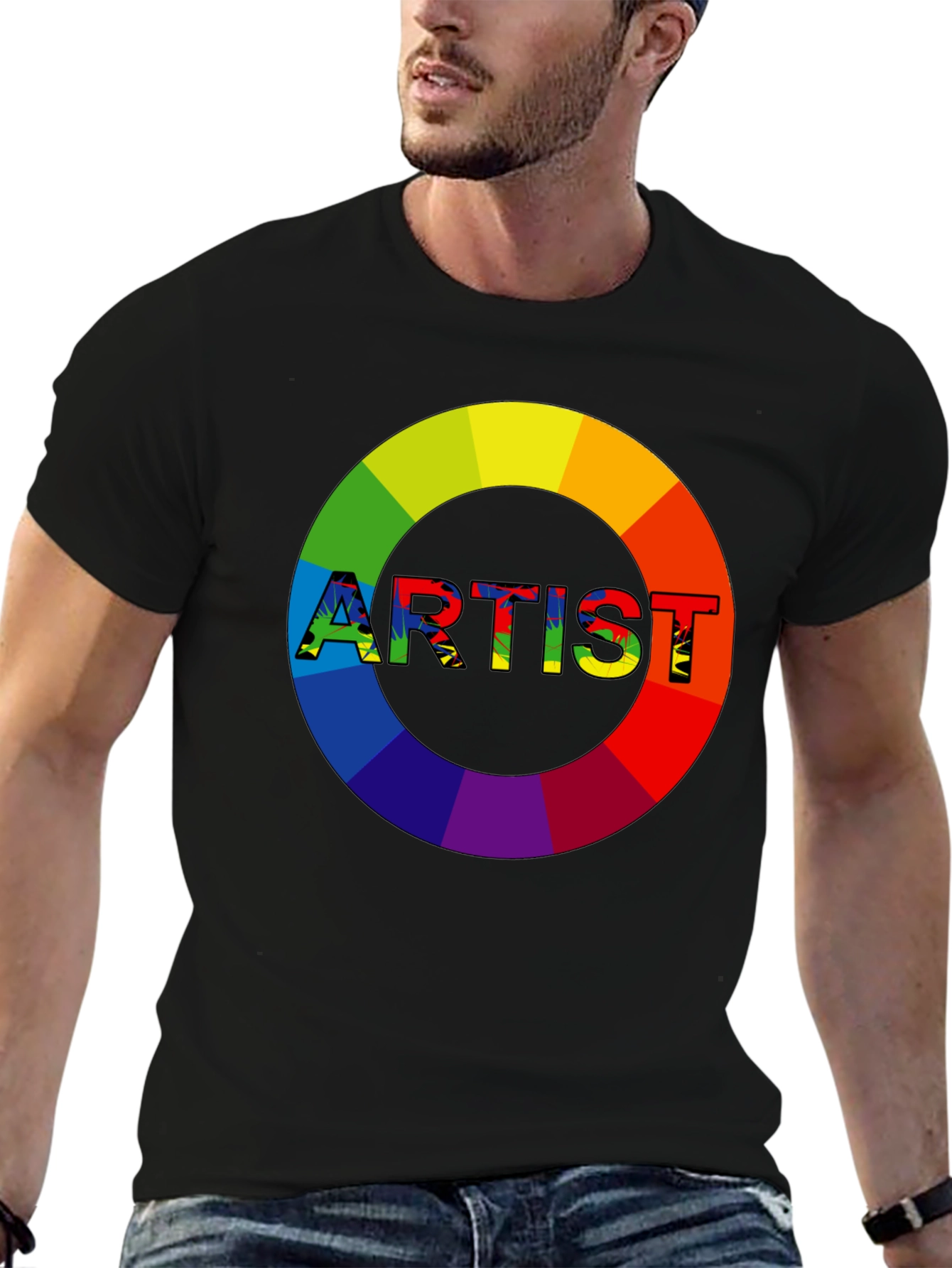 Artist Rainbow Circle Graphic Tee - Black