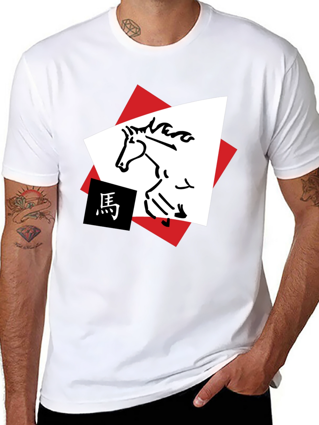 Horse Graphic Tee - Abstract Animal Design Shirt
