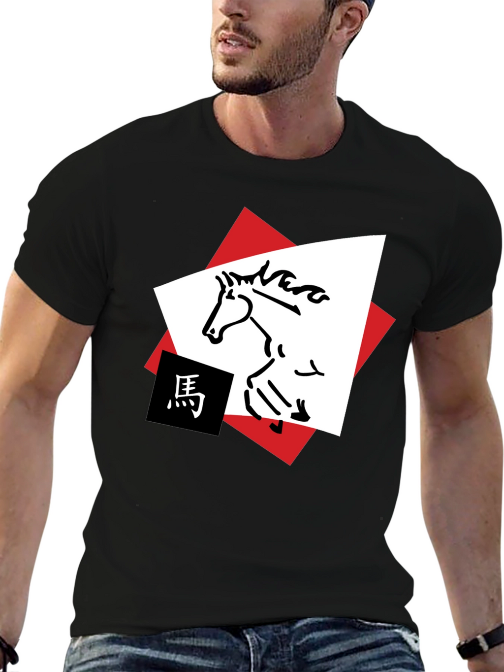Horse Graphic Tee - Abstract Animal Design Shirt