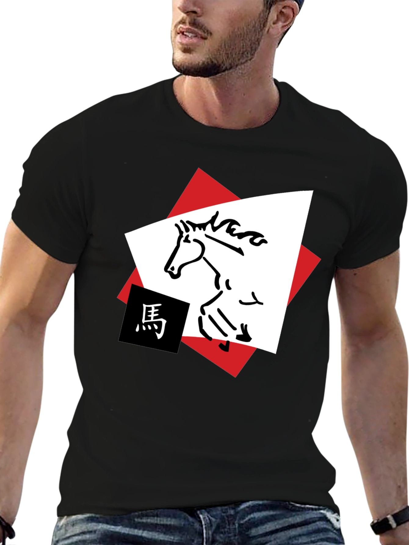 Horse Graphic Tee - Abstract Animal Design Shirt