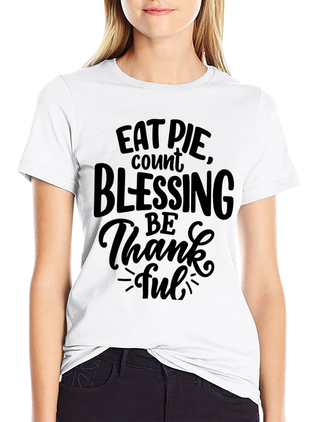 Eat Pie Count Blessings Black Graphic T-Shirt