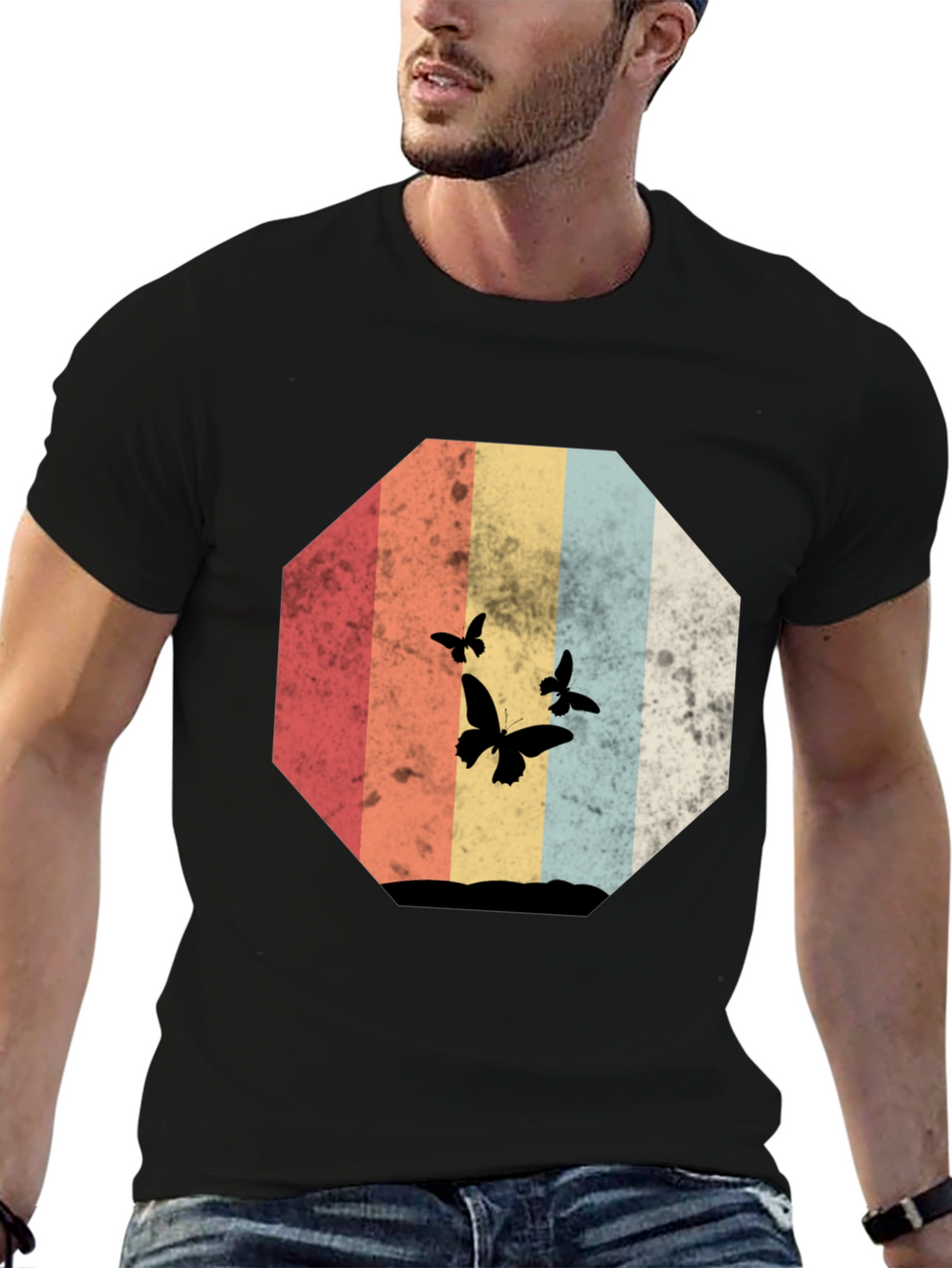 Retro Butterfly Silhouette Graphic Tee