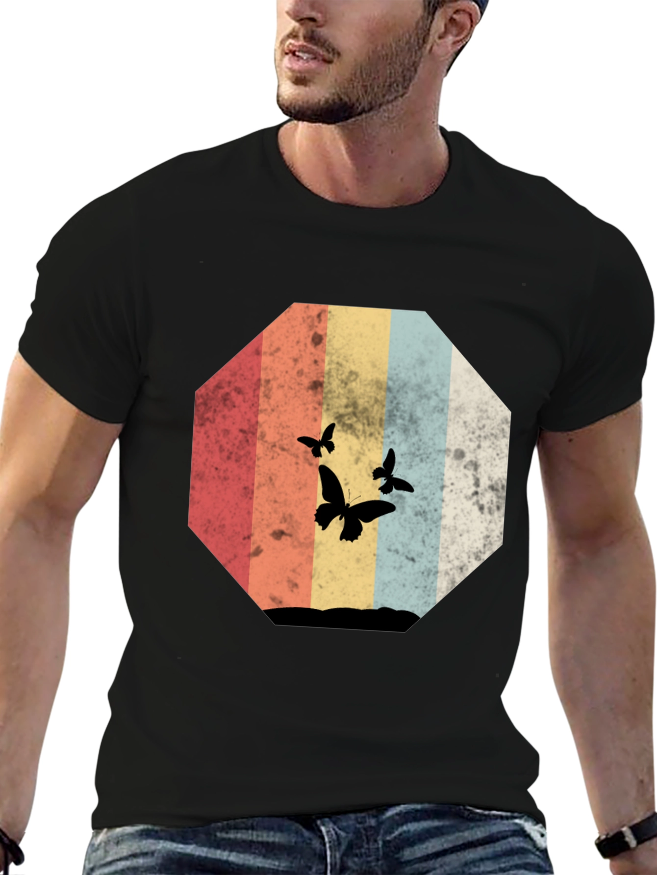 Retro Butterfly Silhouette Graphic Tee
