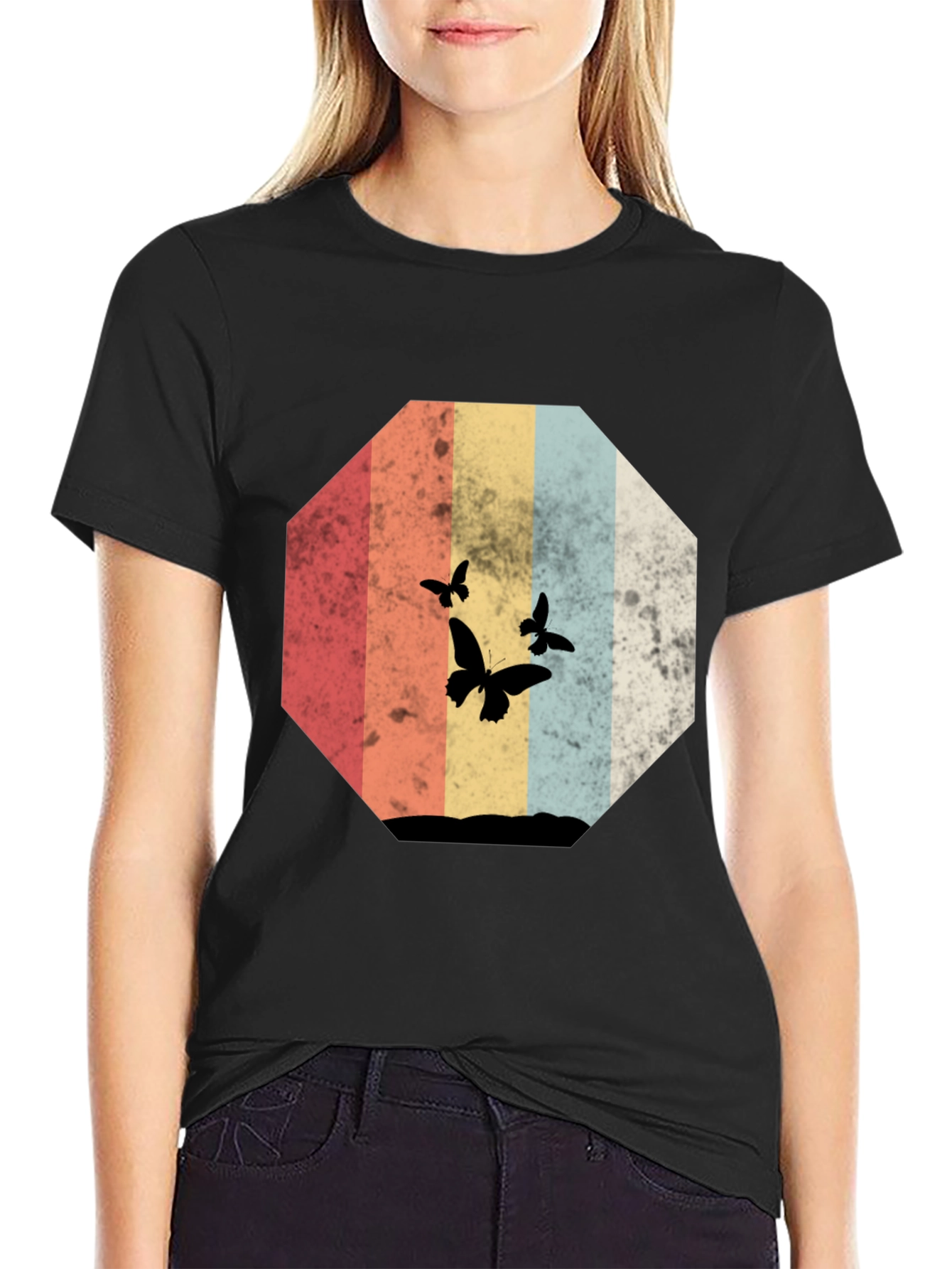 Retro Butterfly Silhouette Graphic Tee