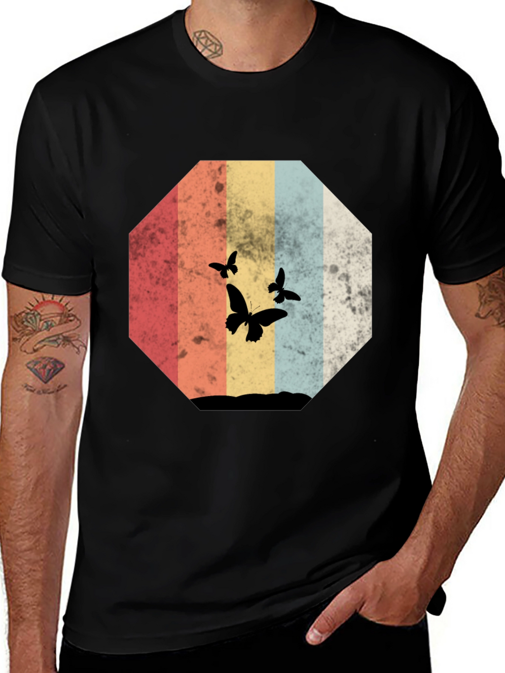 Retro Butterfly Silhouette Graphic Tee