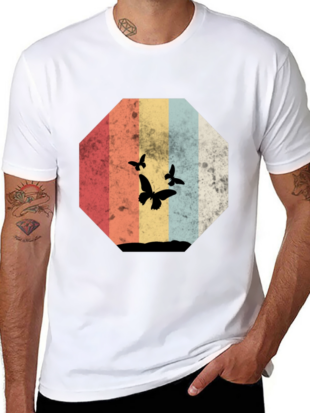 Retro Butterfly Silhouette Graphic Tee