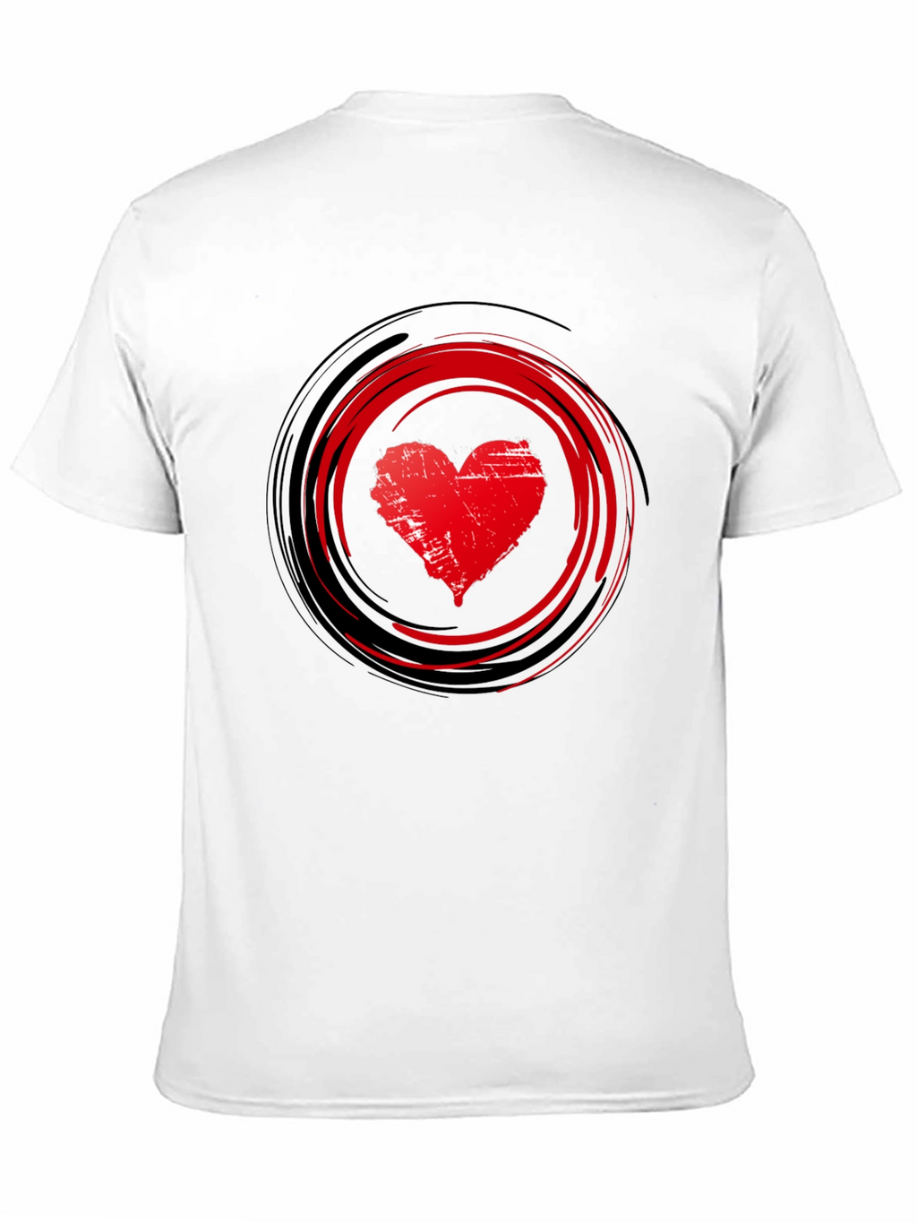 Red Heart Swirl Graphic Black T-Shirt