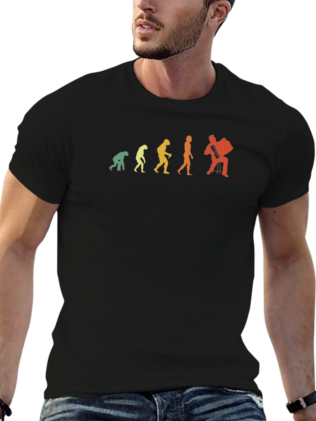 Accordion Player Evolution Graphic Tee