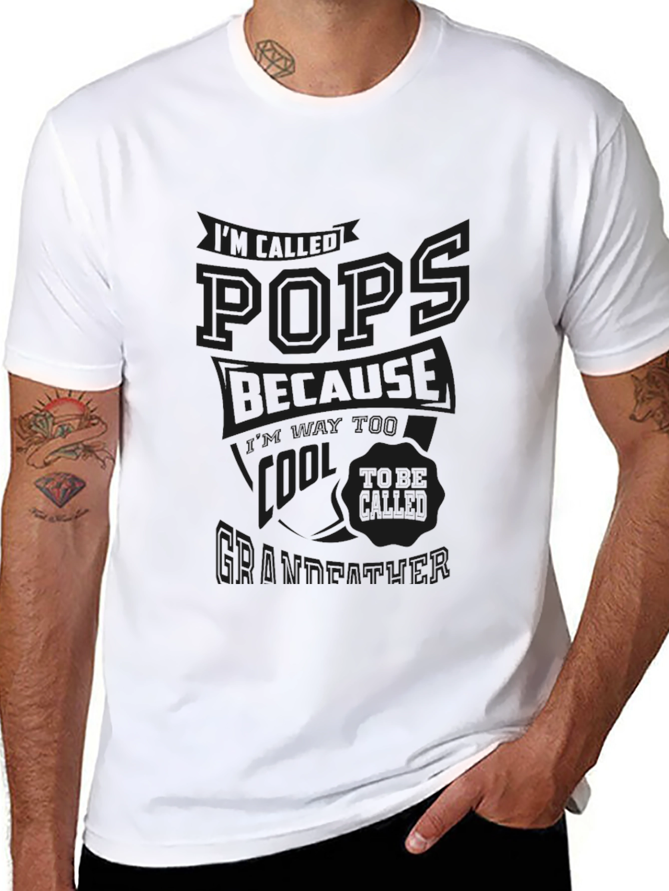 Cool Pops Grandfather Black Graphic Tee Shirt