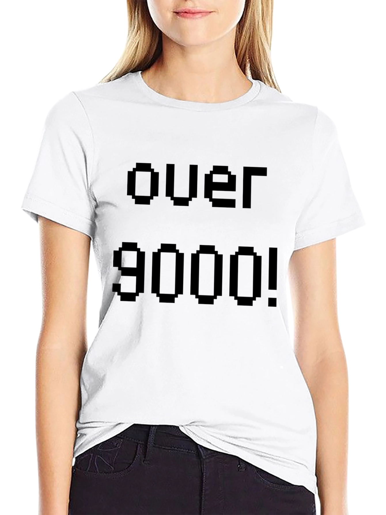 Over 9000! Pixel Graphic Black T-Shirt