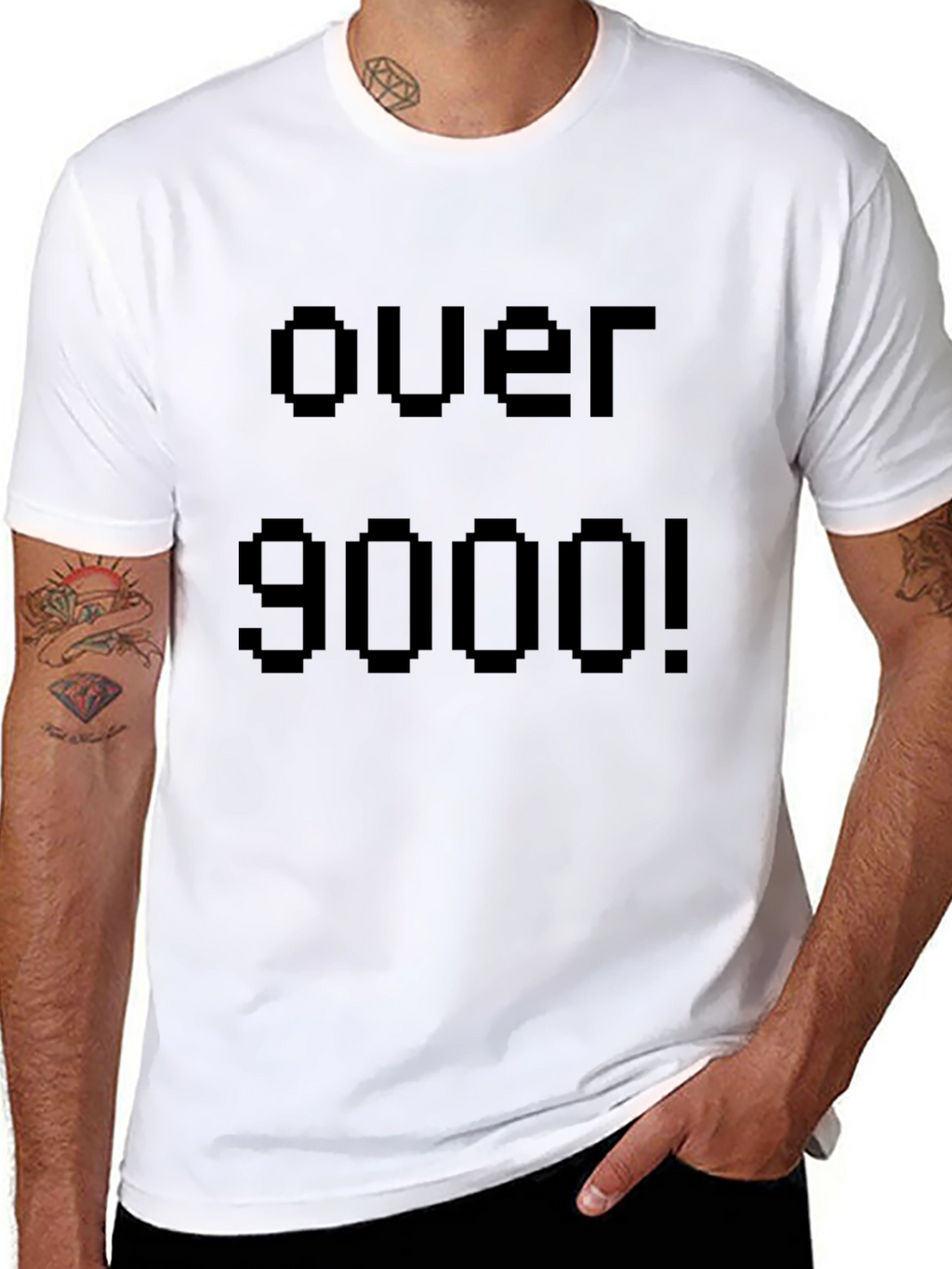 Over 9000! Pixel Graphic Black T-Shirt