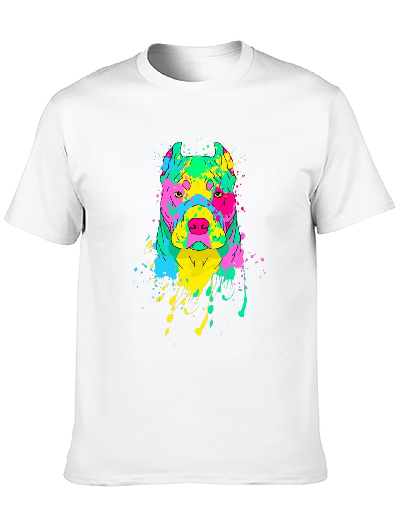 Vibrant Dog Graphic Tee - Mens Black T-Shirt