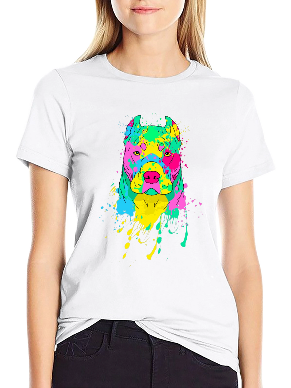 Vibrant Dog Graphic Tee - Mens Black T-Shirt