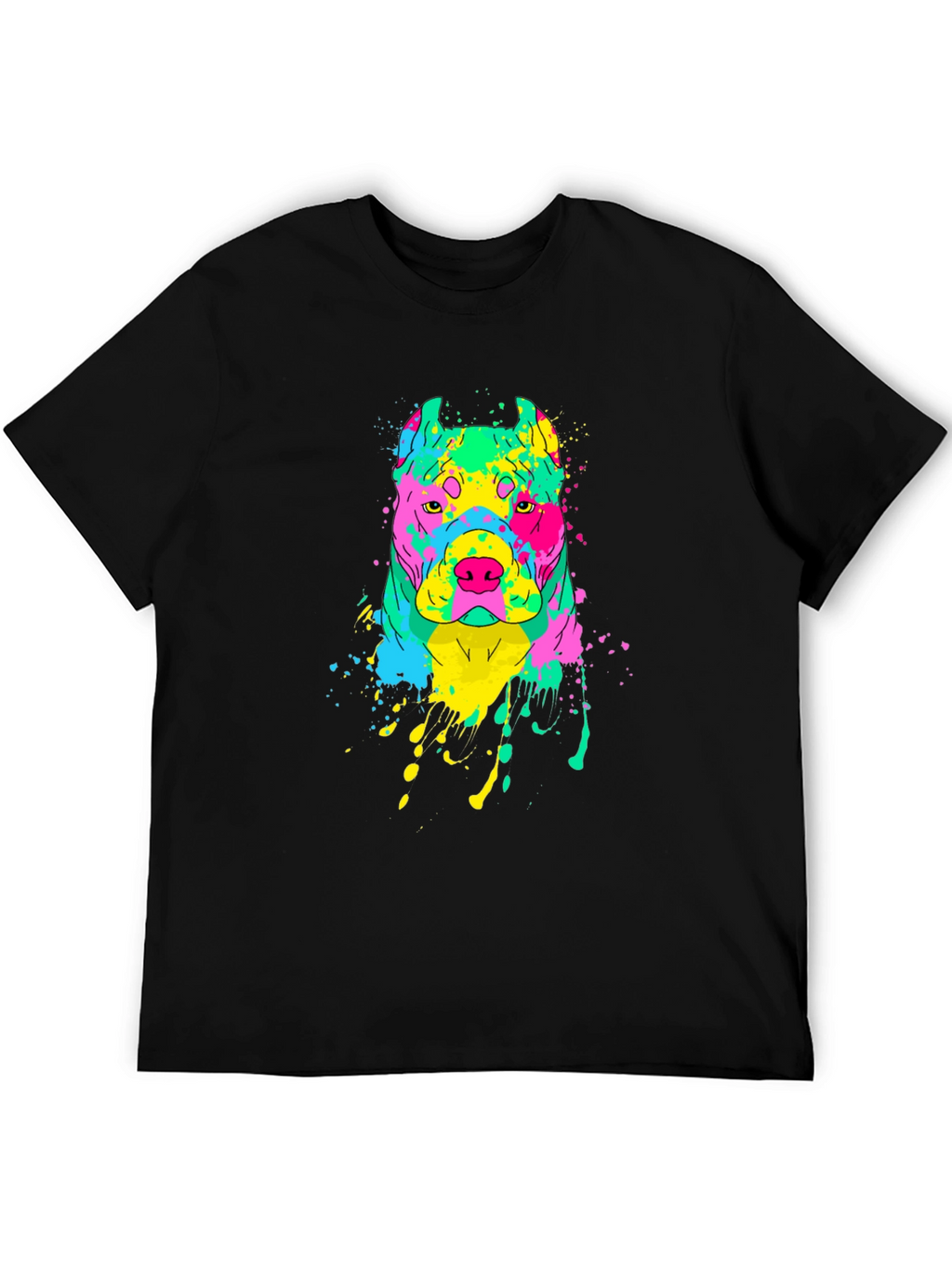 Vibrant Dog Graphic Tee - Mens Black T-Shirt