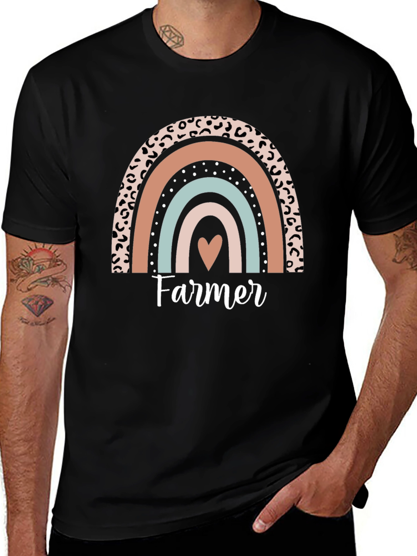 Farmer Heart Rainbow Graphic Tee