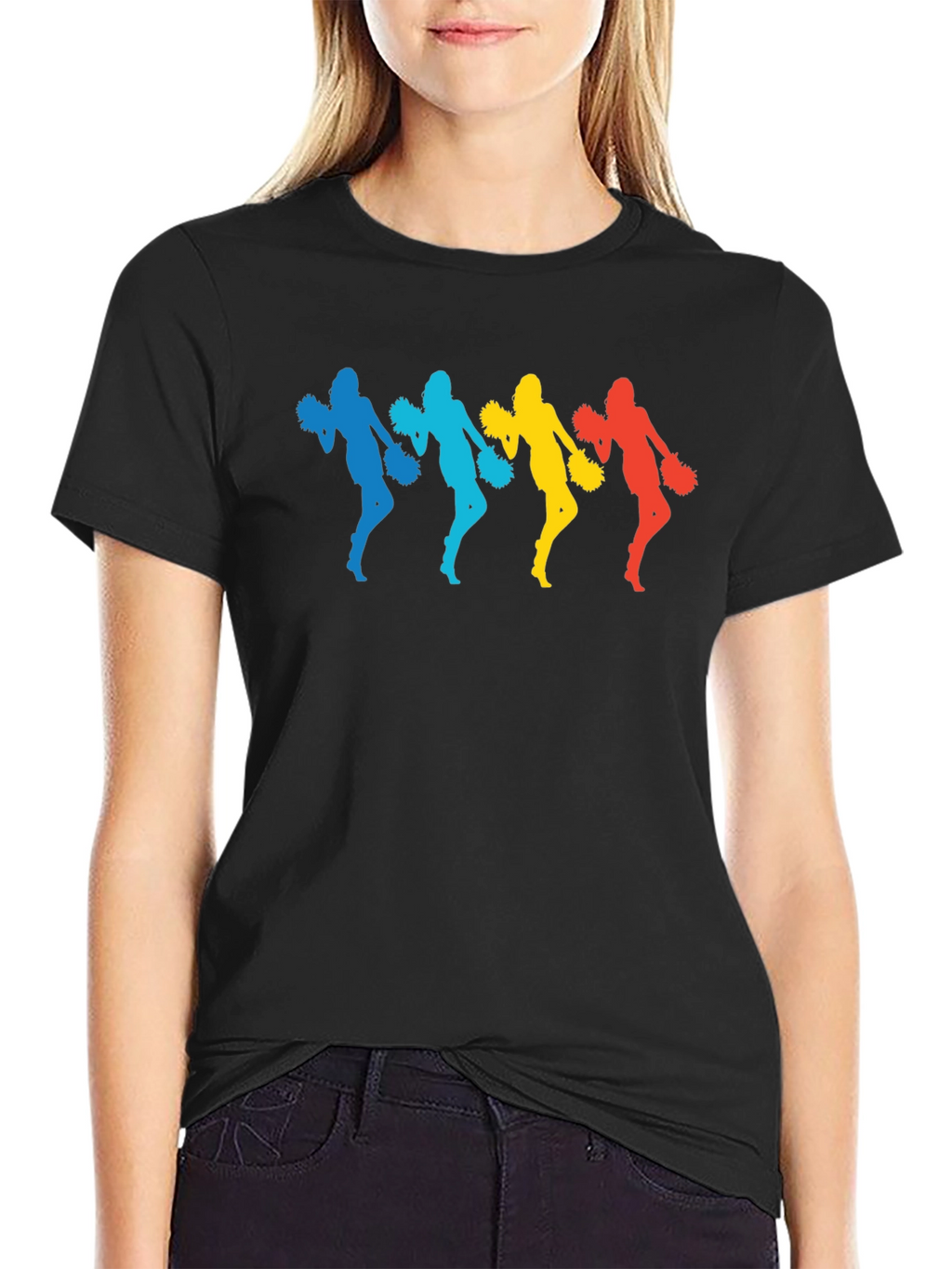 Colorful Cheerleader Graphic T-Shirt