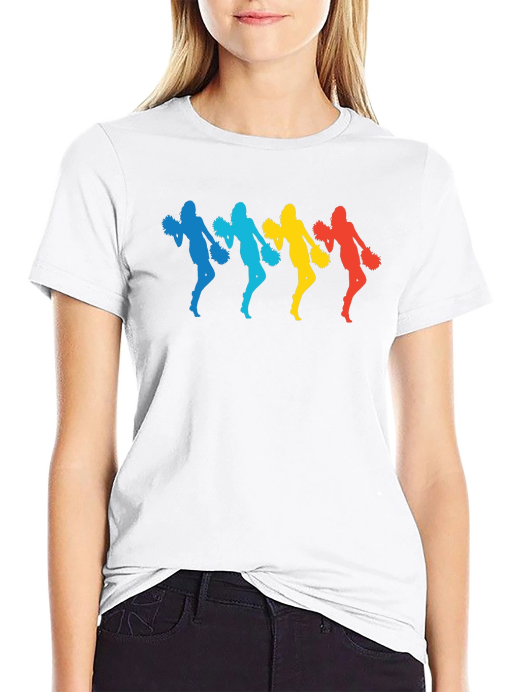 Colorful Cheerleader Graphic T-Shirt