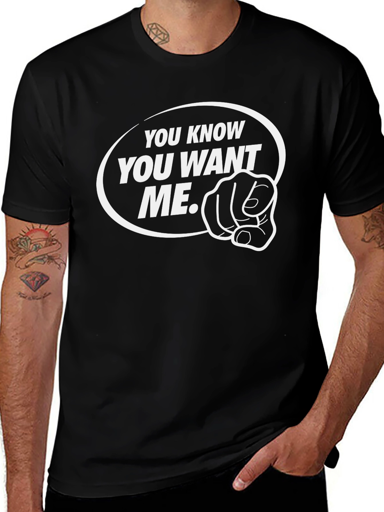 You Know You Want Me Black Graphic Tee