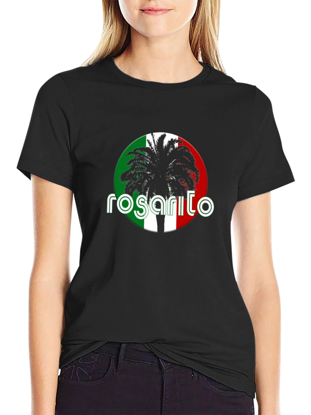 Rosarito Palm Tree T-Shirt - Black Cotton Tee