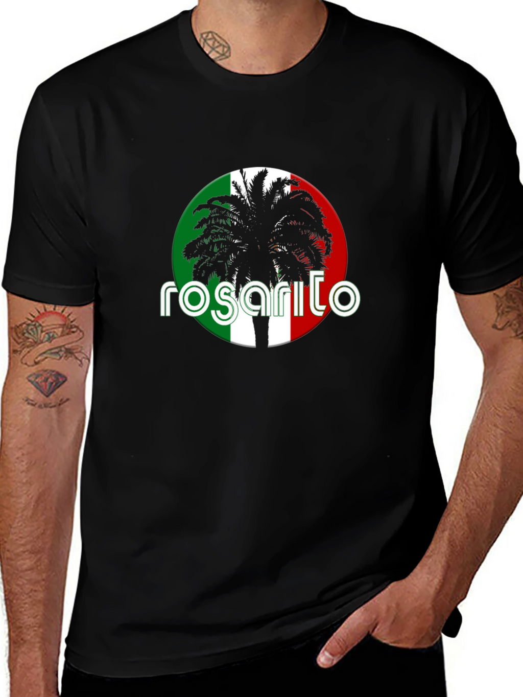 Rosarito Palm Tree T-Shirt - Black Cotton Tee