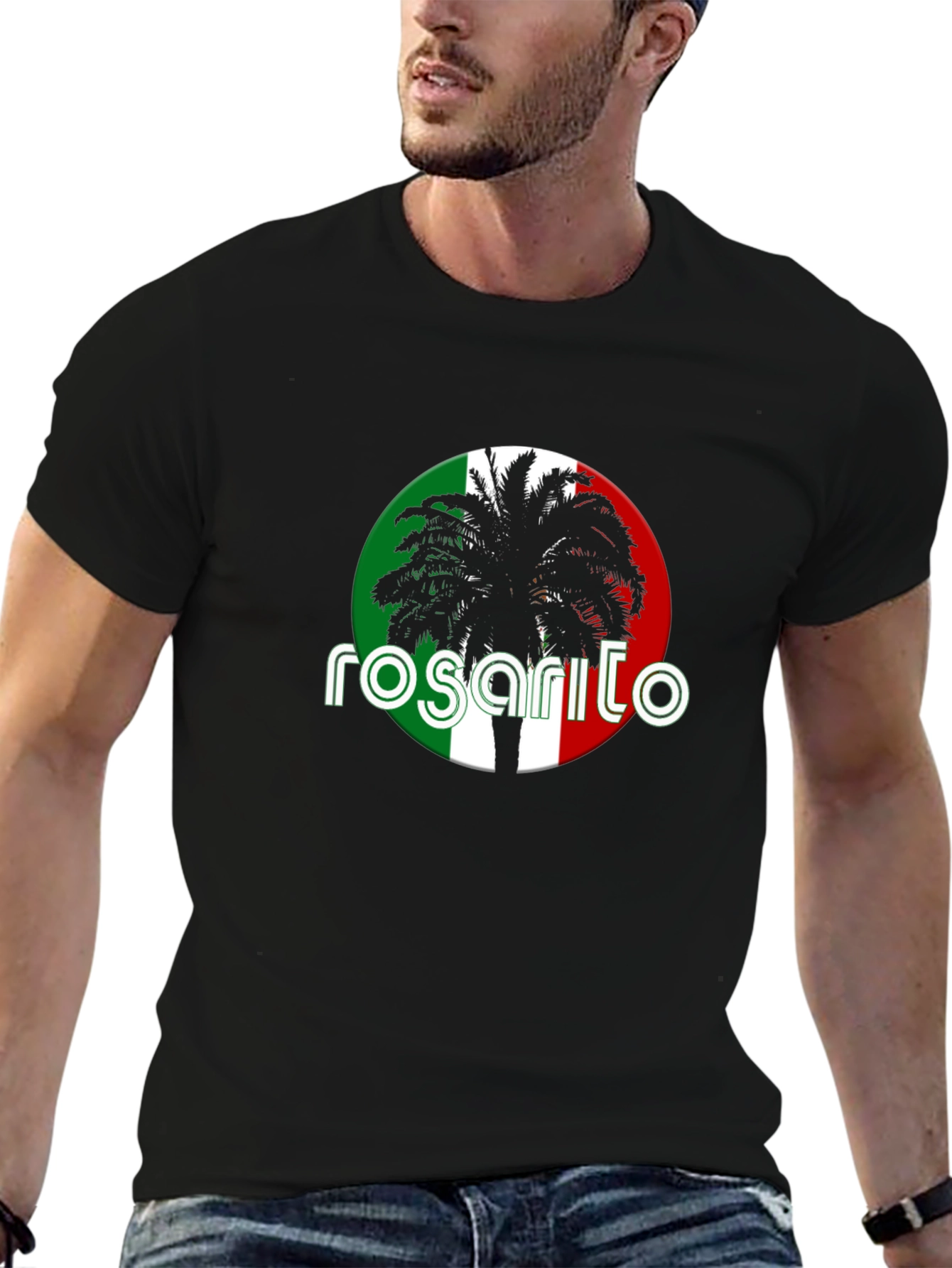 Rosarito Palm Tree T-Shirt - Black Cotton Tee