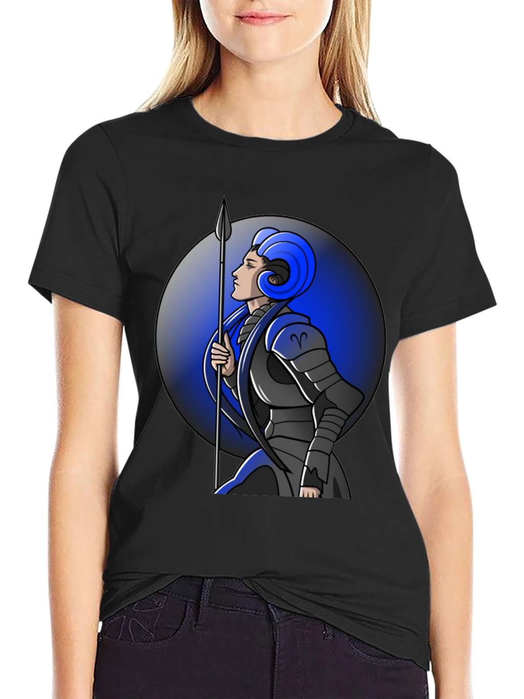 Aries Zodiac Warrior Graphic Tee - Black
