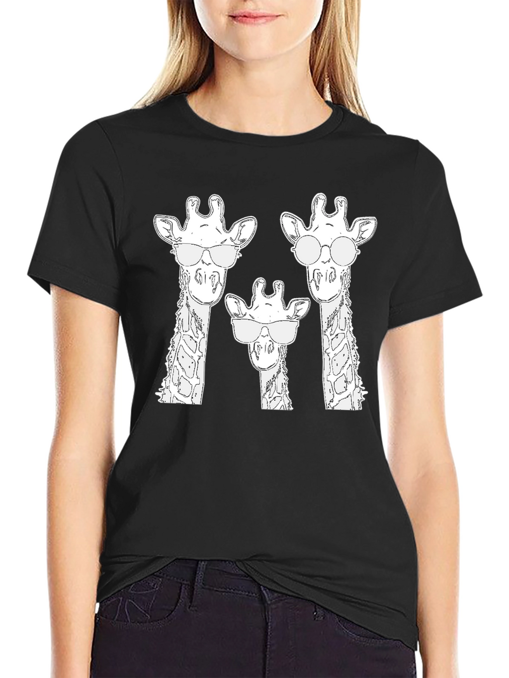 Giraffe Family Sunglasses Graphic Tee